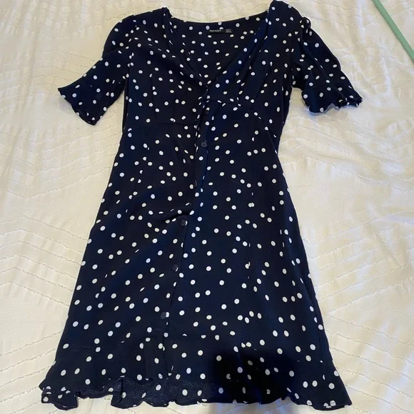 Bershka | Dresses | Bershka Polka Dot Button Down Dress | Poshmark